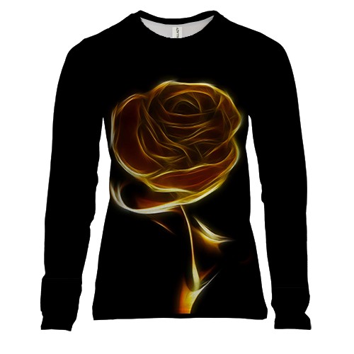 Женский 3D лонгслив Огненная роза