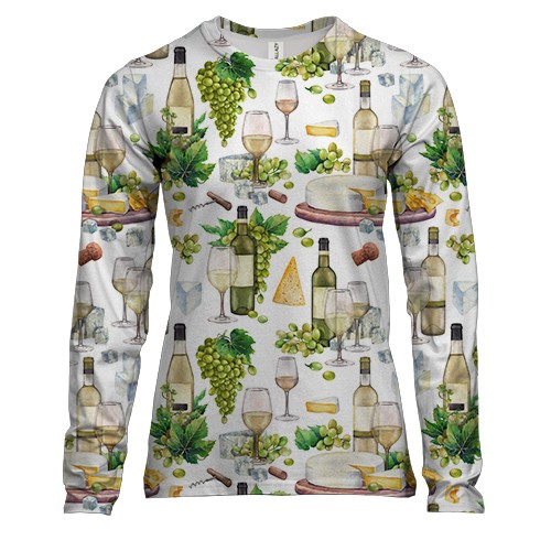 Женский 3D лонгслив Белое вино (арт)