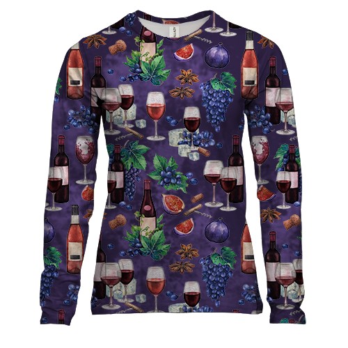 Женский 3D лонгслив Красное вино (арт)