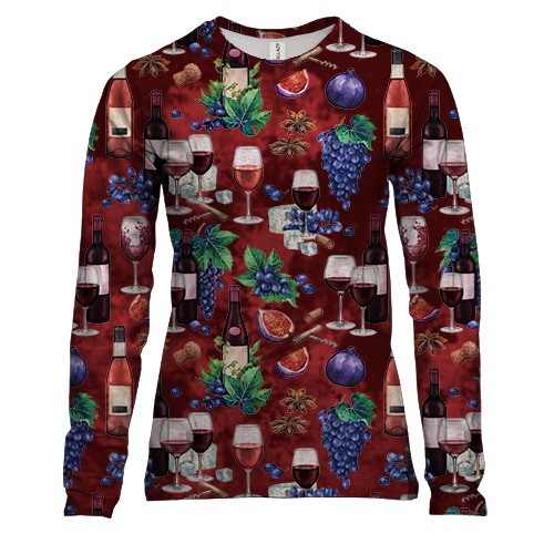 Женский 3D лонгслив Красное вино (арт) 2