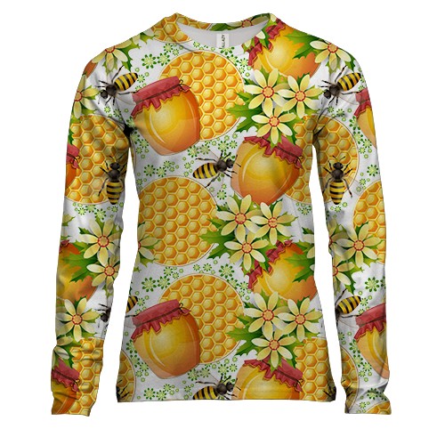 Женский 3D лонгслив Пчелы с цветами и медом