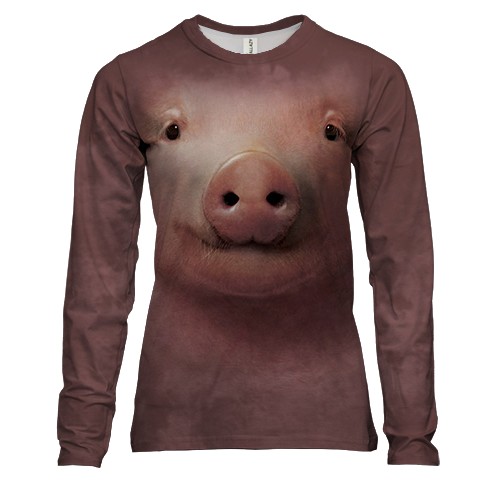 Женский 3D лонгслив со свинкой