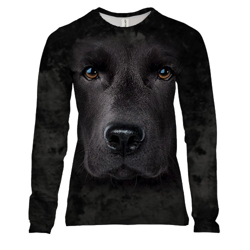 Жіночий 3D лонгслів з чорним Лабрадором