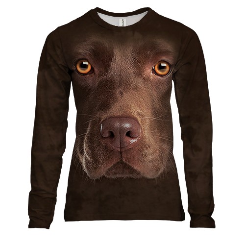 Женский 3D лонгслив с Шоколадным Лабрадором