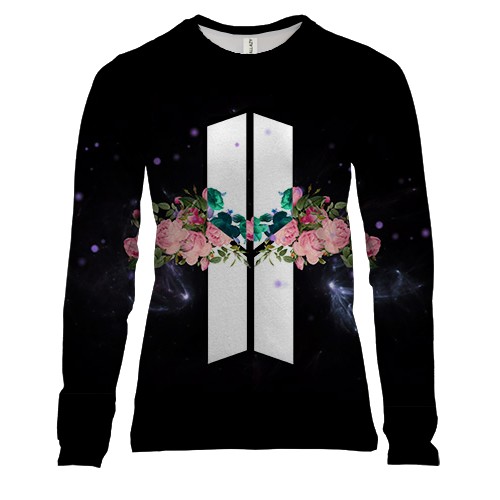 Женский 3D лонгслив BTS с цветами