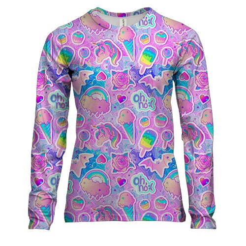 Жіночий 3D лонгслів Єдинороги "Oh, No"