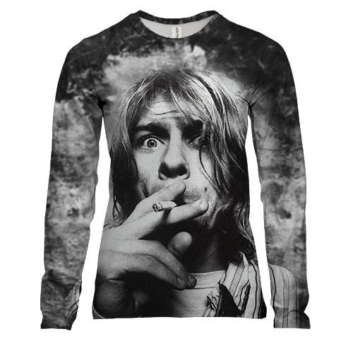 Жіночий 3D лонгслів Курт Кобейн з сигаретою