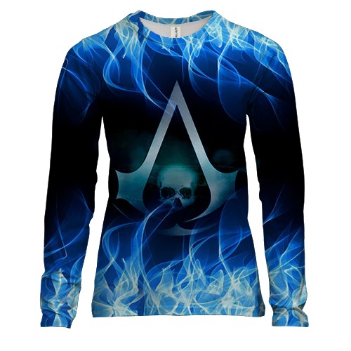 Жіночий 3D лонгслів Assassin’s Creed (Лого у вогні)