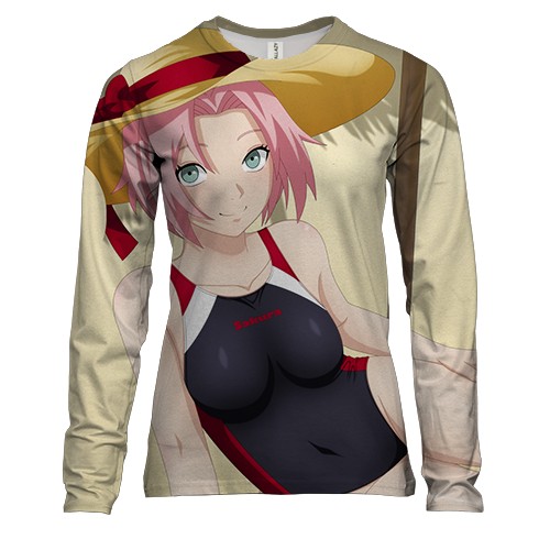 Женский 3D лонгслив Sakura on the beach