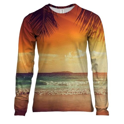Жіночий 3D лонгслів Тропічний захід сонця