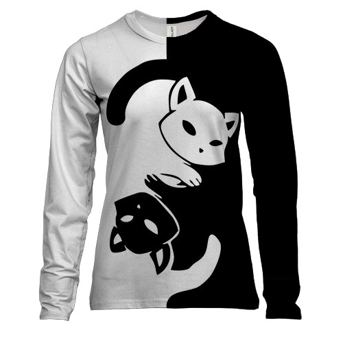 Женский 3D лонгслив Коты Инь-Янь