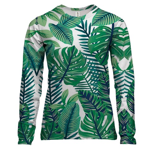 Женский 3D лонгслив с тропическими листьями