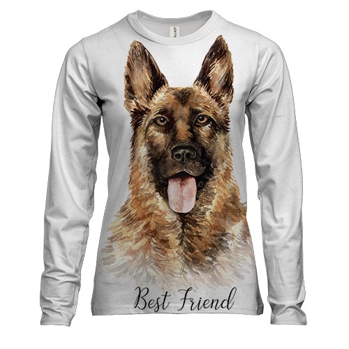 Женский 3D лонгслив с немецкой овчаркой Best Friend