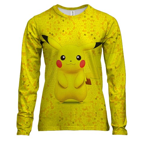 Женский 3D лонгслив Пикачу (соты)