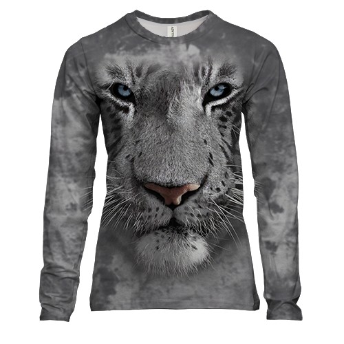 Женский 3D лонгслив с белым тигром (2)