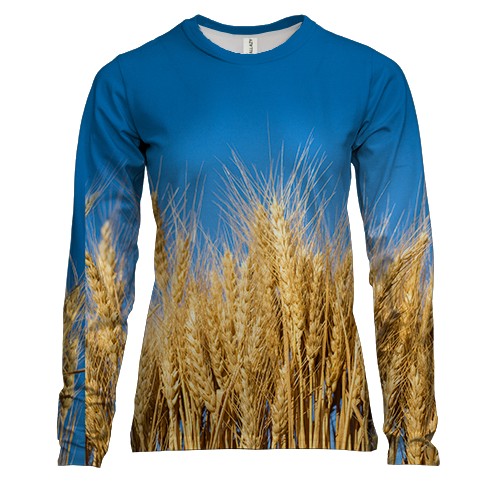 Жіночий 3D лонгслів з колосками пшениці