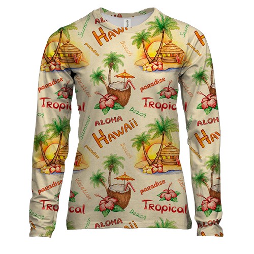 Женский 3D лонгслив Гавайи - тропический рай