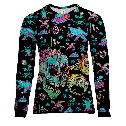 Жіночий 3D лонгслів Monsters Rick and Morty