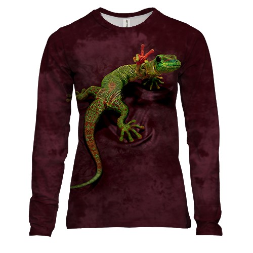 Жіночий 3D лонгслів з геконом Peace