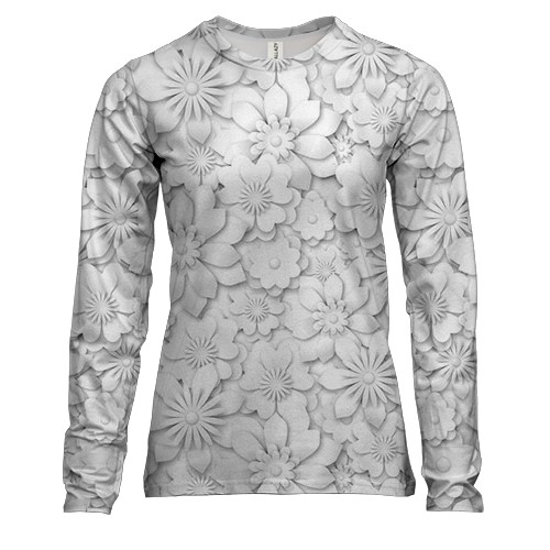 Женский 3D лонгслив с черно-белыми цветами
