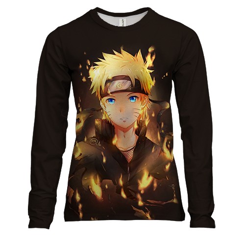 Жіночий 3D лонгслів з вогняним Наруто