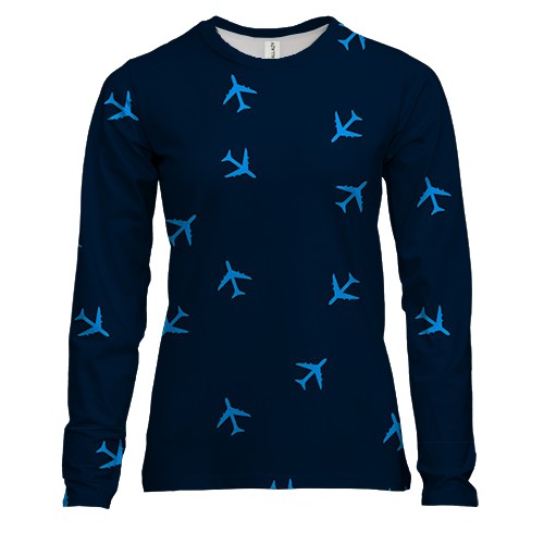 Женский 3D лонгслив с самолетиками