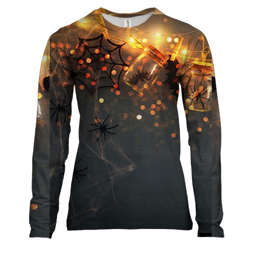 Женский 3D лонгслив Праздничная паутина