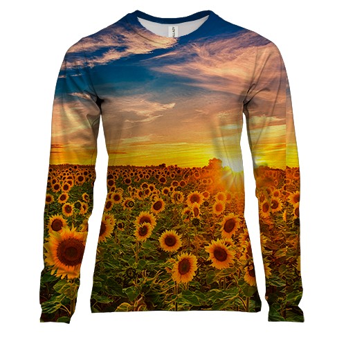 Женский 3D лонгслив Поле подсолнухов