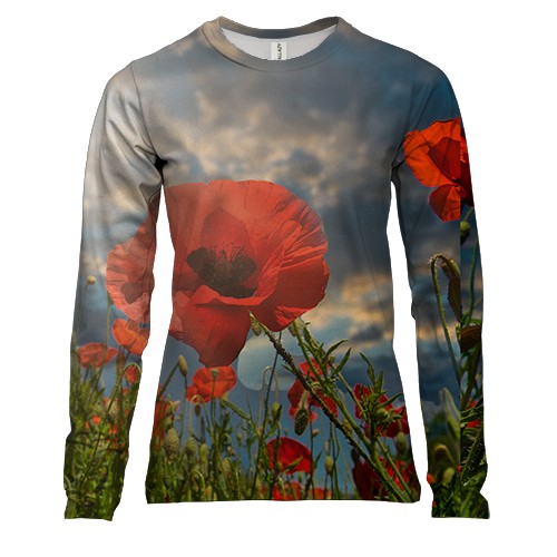 Женский 3D лонгслив Макове поле