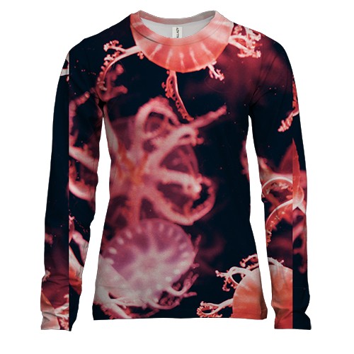 Женский 3D лонгслив Медузы 3