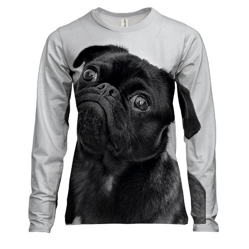 Женский 3D лонгслив Черный пес