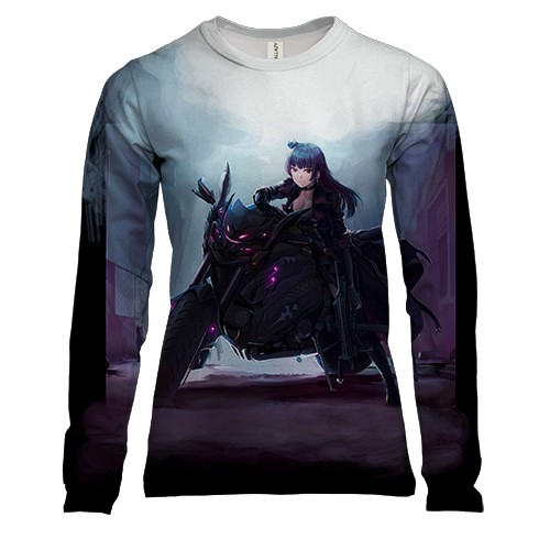 Жіночий 3D лонгслів Крута дівчина на мотоциклі