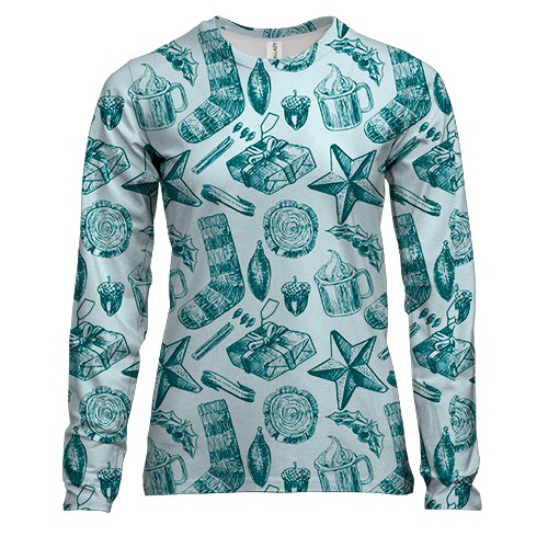 Женский 3D лонгслив Новогодний паттерн 20