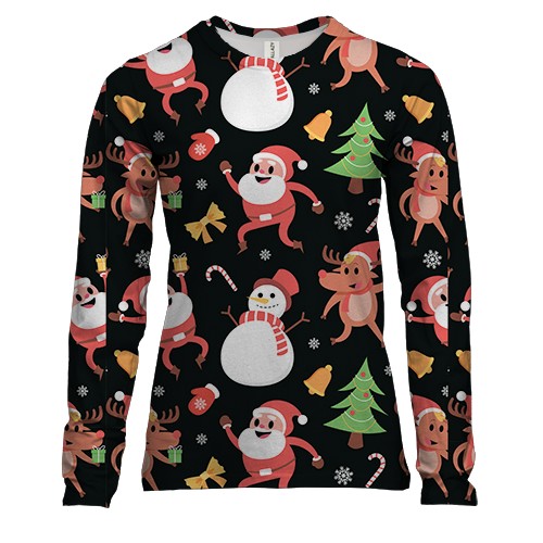 Жіночий 3D лонгслів Новорічний патерн 22