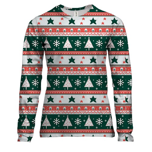 Жіночий 3D лонгслів Новорічний патерн 23