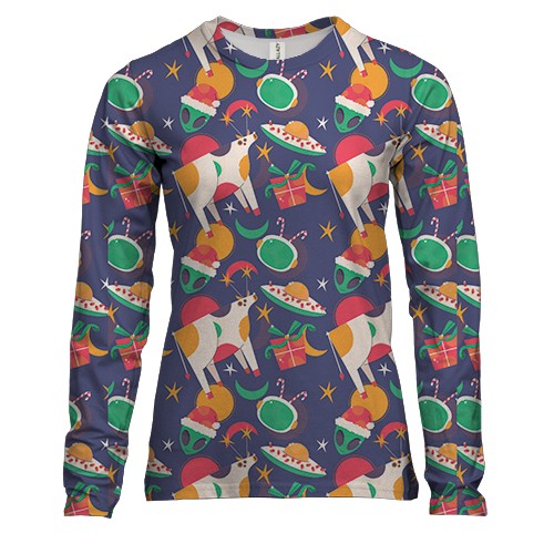 Жіночий 3D лонгслів Новорічний патерн 24