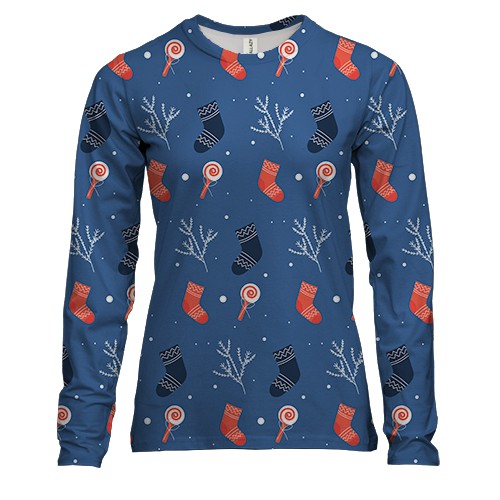 Жіночий 3D лонгслів Новорічний патерн 13