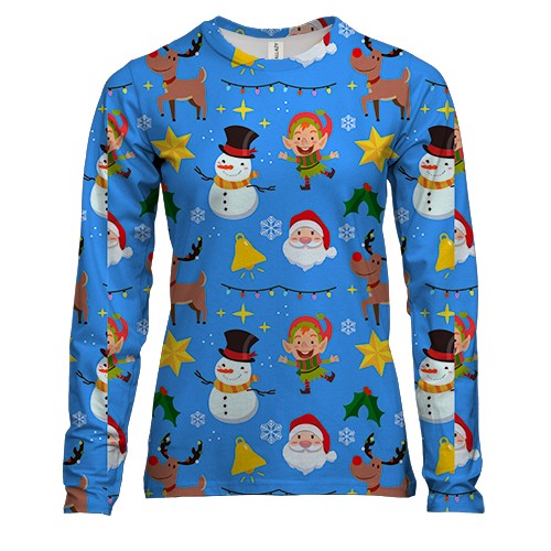 Жіночий 3D лонгслів Новорічний патерн 18