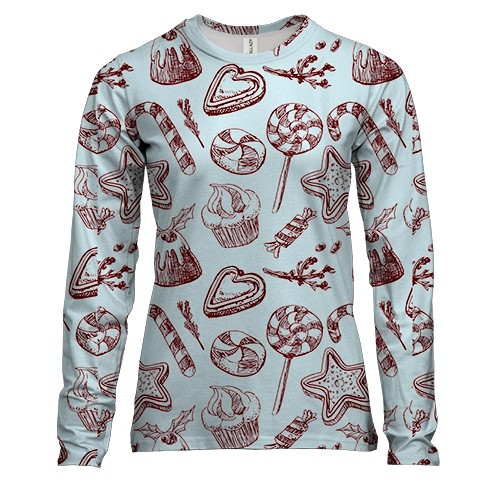 Жіночий 3D лонгслів Новорічний патерн 19