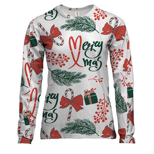 Жіночий 3D лонгслів Новорічний патерн 7