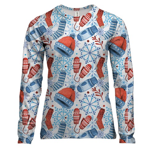 Жіночий 3D лонгслів Новорічний патерн 8