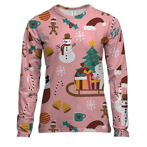 Жіночий 3D лонгслів Новорічний патерн 10