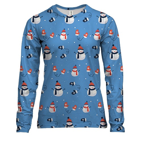 Женский 3D лонгслив Новогодний паттерн 12