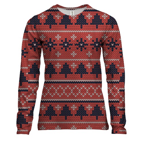 Жіночий 3D лонгслів Новорічний орнамент. 3