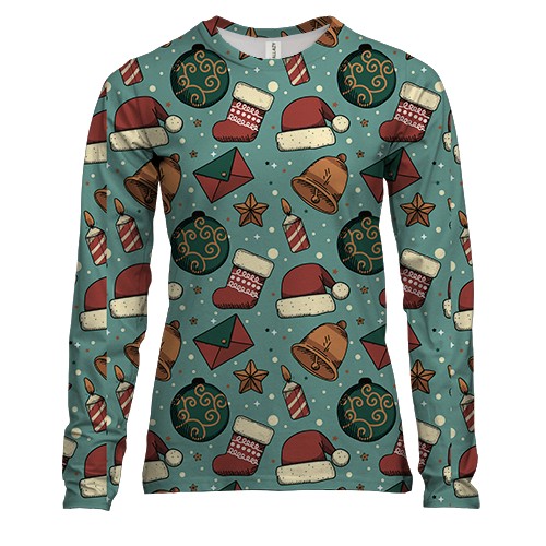 Жіночий 3D лонгслів Новорічний патерн 5