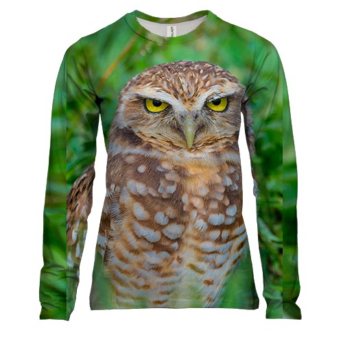 Женский 3D лонгслив Сова наклон головы