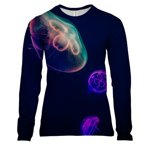 Женский 3D лонгслив Медуза арт