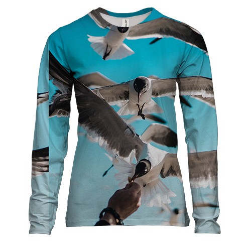 Жіночий 3D лонгслів багато чайок