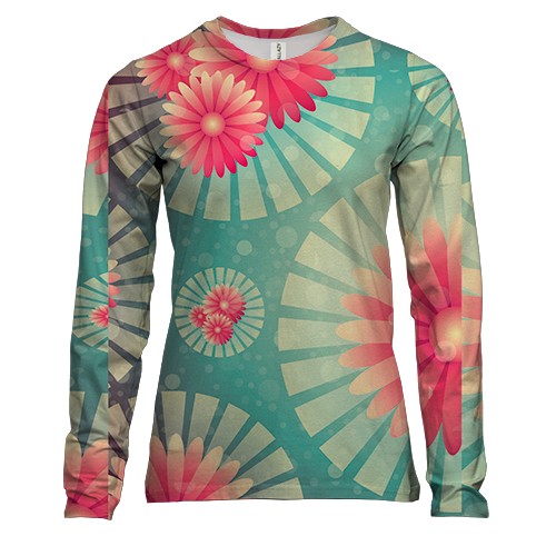 Жіночий 3D лонгслів Pink flower abstraction