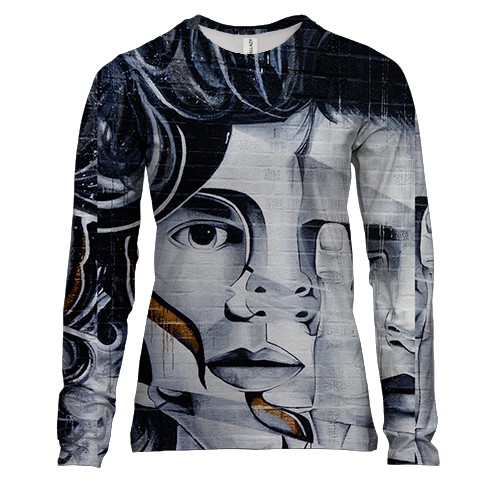 Жіночий 3D лонгслів People faces abstraction